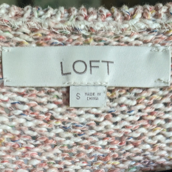 LOFT Pink Marl Knit Tunic Sweater V Neckline - Picture 7 of 7